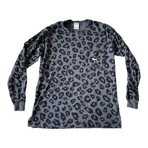 PINK Victorias Secret Cheetah Print Dog Graphic Print Jersey Long Sleeve